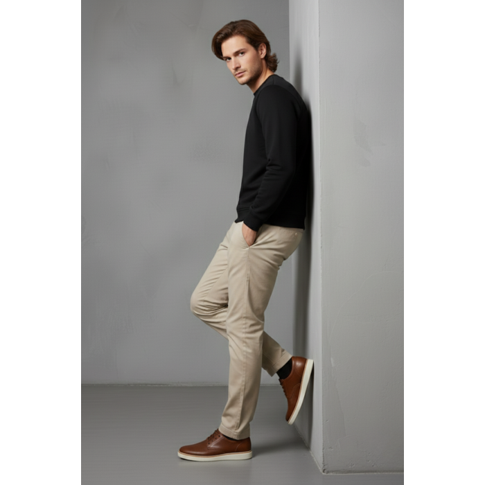 Unisex Kışlık Siyah Üç İplik Şardonlu Kalın Bisiklet Yaka Basic Sweatshirt