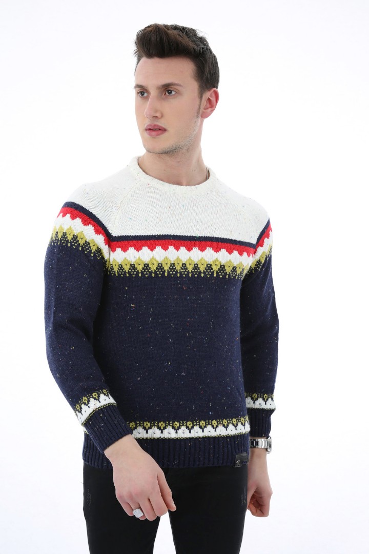 Desenli Kalın Kışlık Erkek Günlük Triko Kazak