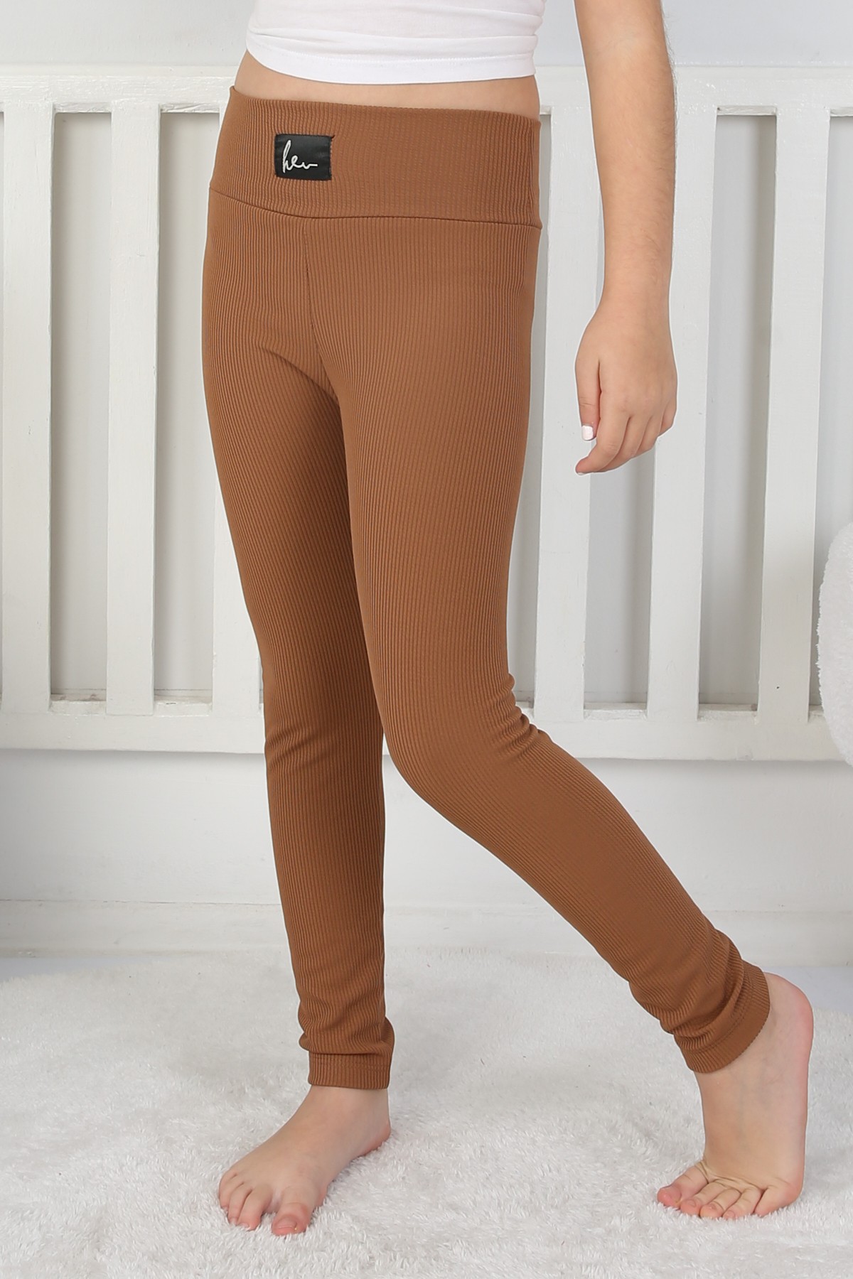 Şardonlu Fitilli Kumaş Arma Detaylı Kız Çocuk Günlük Tayt