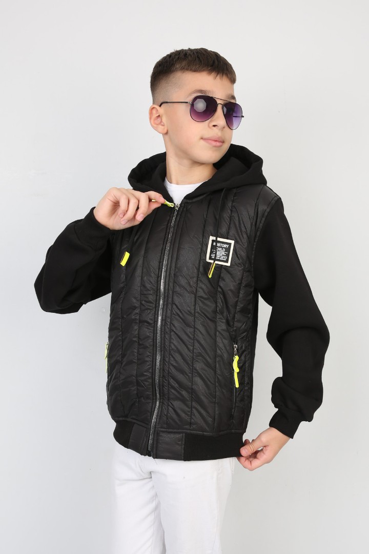 Üç İplik Kapşonlu Fermuarlı İçi Termal Erkek Çocuk Günlük Sweatshirt