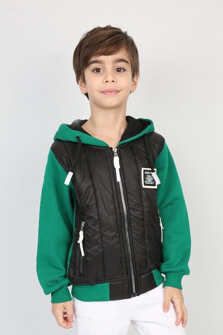 Üç İplik Kapşonlu Fermuarlı İçi Termal Erkek Çocuk Günlük Sweatshirt