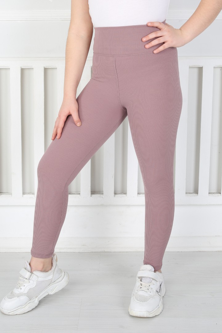 Dar Paça Birinci Kalite Fitilli Kumaş Mürdüm Kız Çocuk Günlük Tayt