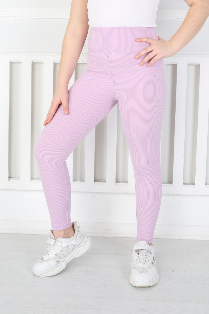 Dar Paça Birinci Kalite Fitilli Kumaş Lila Kız Çocuk Günlük Tayt