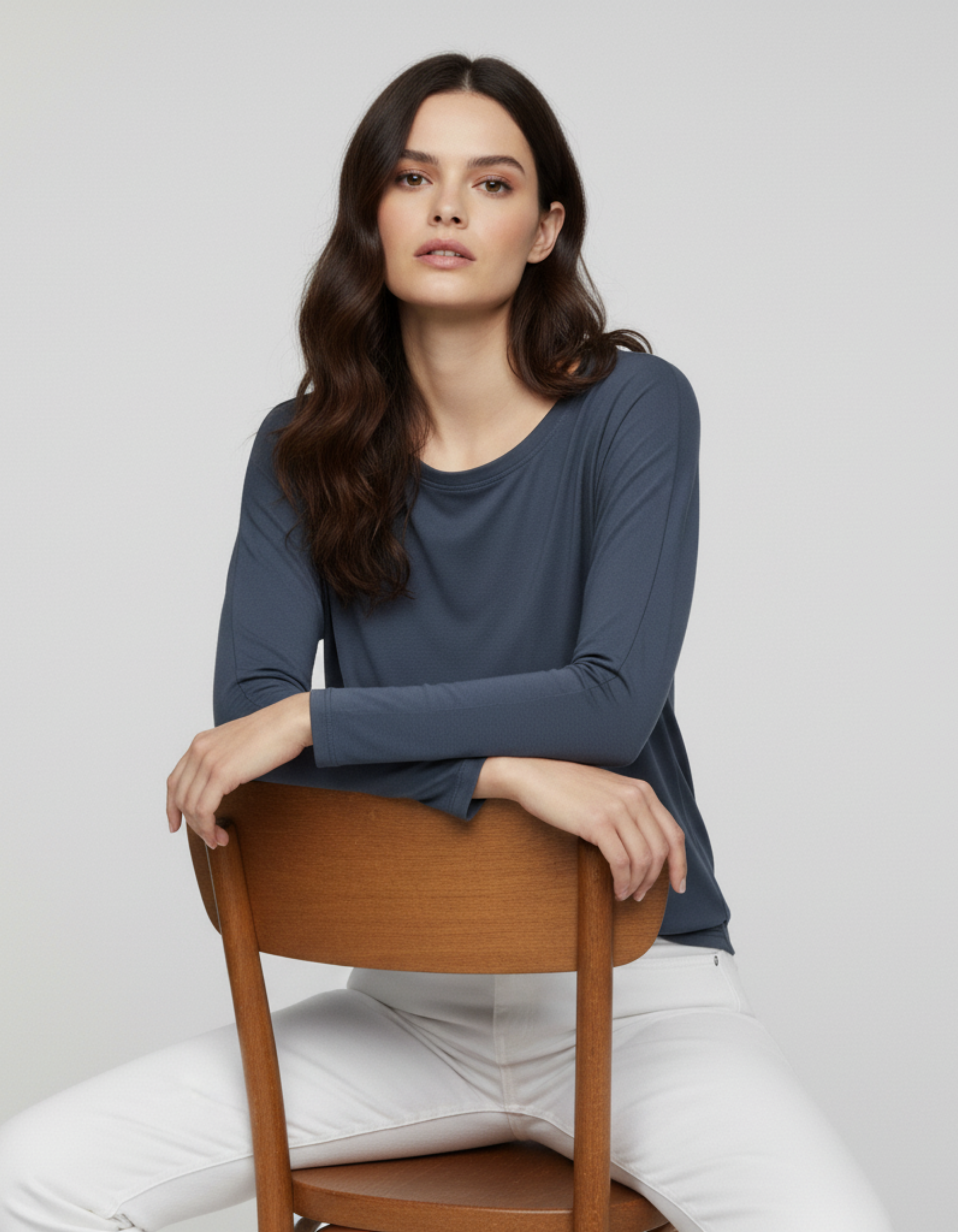 Mavi Basic Uzun Kollu Viskon Kadın Bluz