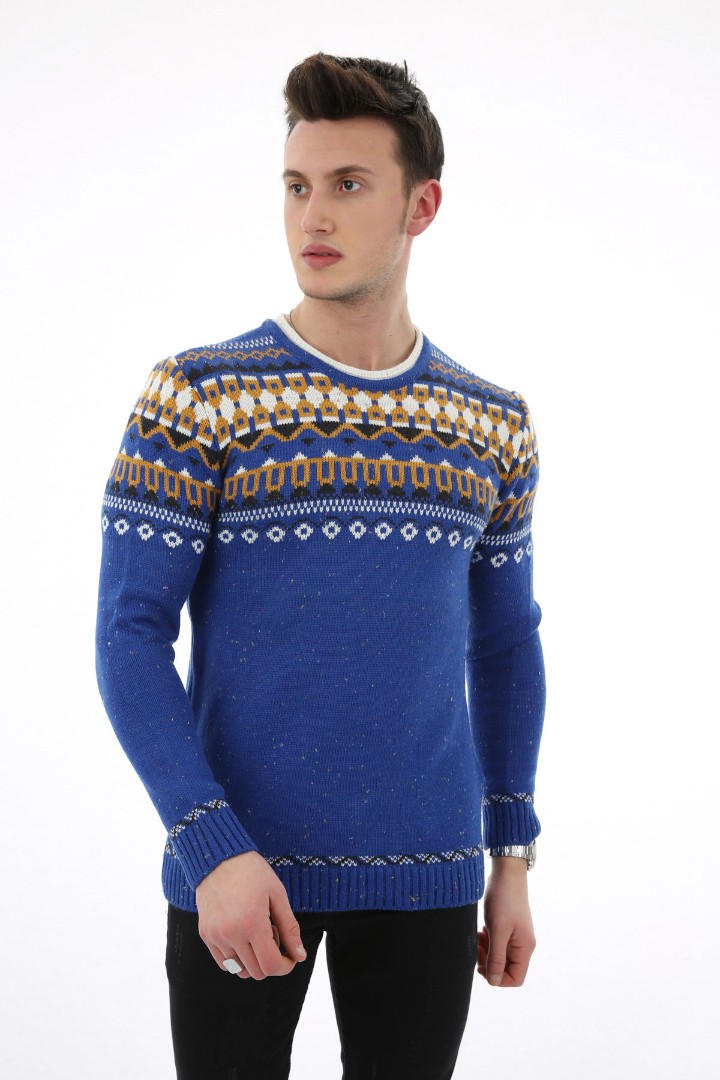 Desenli Kalın Kışlık Erkek Günlük Triko Kazak