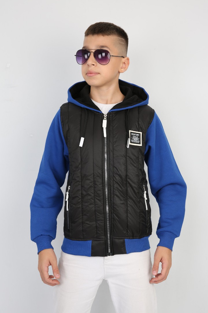 Üç İplik Kapşonlu Fermuarlı İçi Termal Erkek Çocuk Günlük Sweatshirt