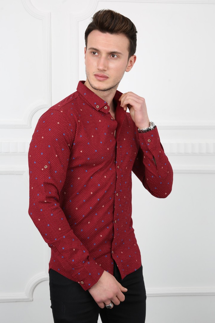 Erkek Günlük Nokta Desenli Gömlek