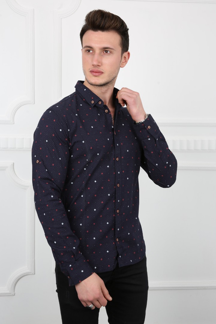 Erkek Günlük Nokta Desenli Gömlek