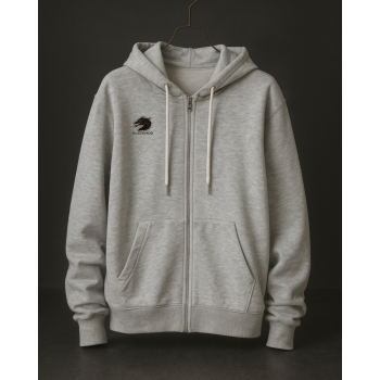 Blackmod Gri Fermuarlı Kapüşonlu Sweatshirt