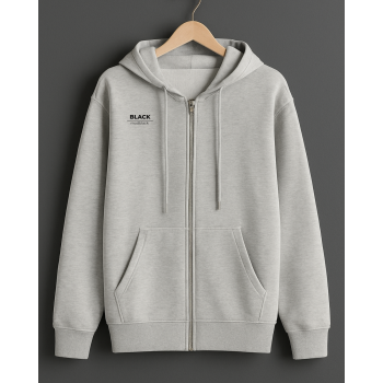 Blackmod Açık Gri Fermuarlı Kapüşonlu Sweatshirt