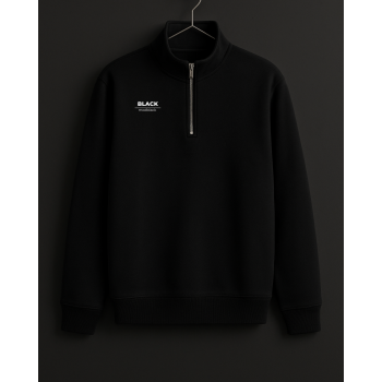 Blackmod Siyah Yarım Fermuarlı Dik Yaka Sweatshirt