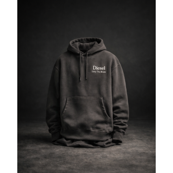 Antrasit Oversize Ön Logo Sırt Baskılı Hoodie