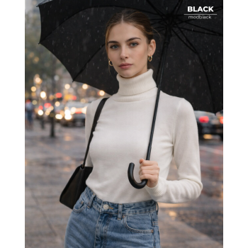 Balıkçı Yaka İnce Triko Bluz – Beyaz