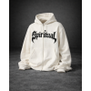 Spiritual Krem Grafik Baskılı Fermuarlı Kapüşonlu Hoodie