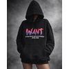 WANT Oversize Kapüşonlu Sweatshirt – Graphic Street Hoodie