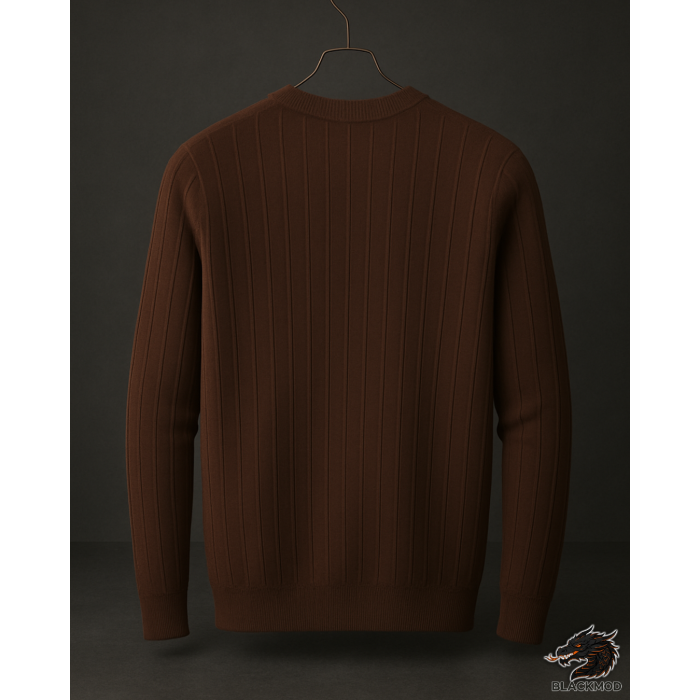 Blackmod Kahverengi Fitilli Triko Kazak