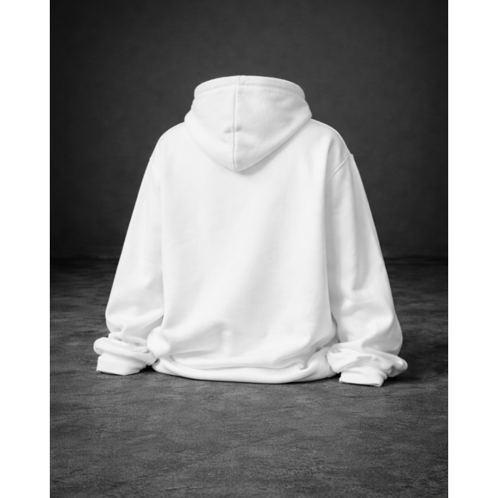 Sadical Beyaz Grafik Baskılı Fermuarlı Kapüşonlu Hoodie