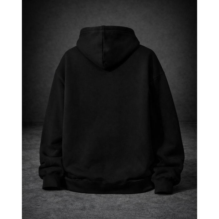 1938 Sonsuzluk Temalı Siyah Kapüşonlu Sweatshirt