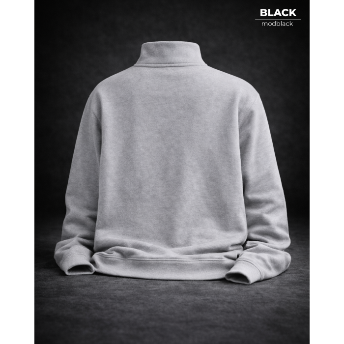 Gri Erkek Oversize Yarım Fermuarlı Sweatshirt