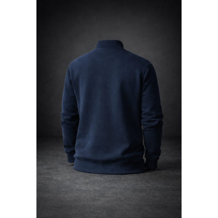 Lacivert Erkek Yarım Fermuarlı Basic Sweatshirt