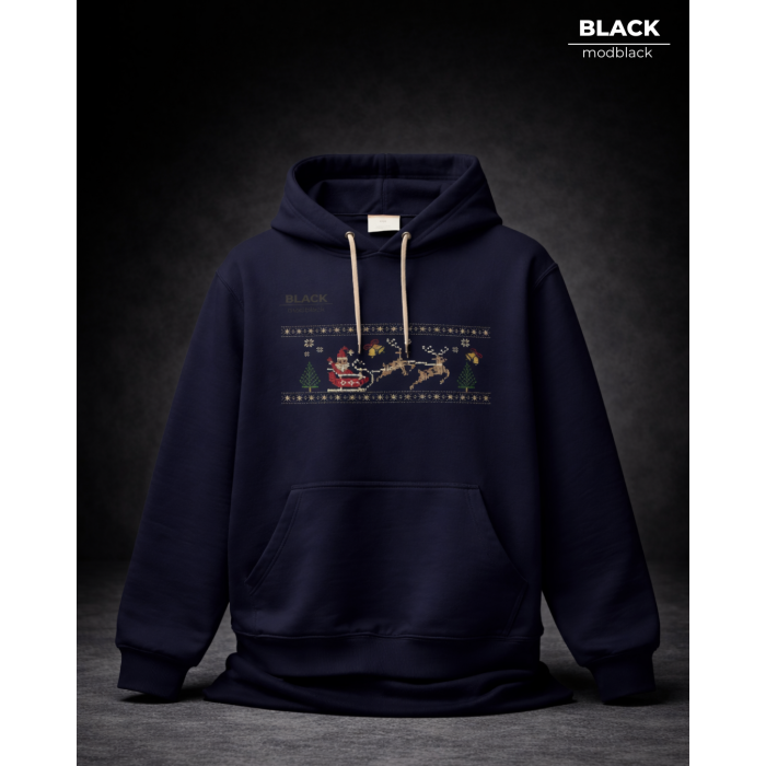 Noel Temalı Kapüşonlu Sweatshirt – Lacivert