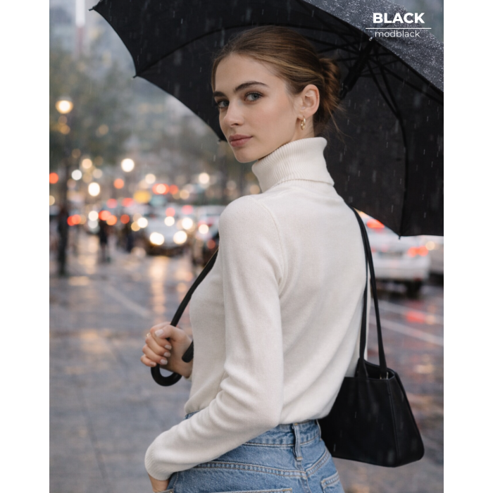 Balıkçı Yaka İnce Triko Bluz – Beyaz