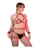 Kırmızı Deri Harness Kalp Detaylı Boyunluklu Hard Bileklikli Ultra Fantezi Kostüm