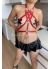 Kırmızı Göğüs Üzeri Seksi Erotik Harness