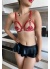 Sex Shop Kırmızı Deri Sütyen Harness