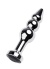 Anal Plug Metal Gümüş Siyah Kristalli 11 Cm