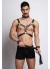 Kırbaç Ve Çivili Choker Detaylı Erkek Fantezi Deri Harness