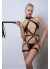 Siyah Kırbaçlı Deri Harness Full Body Erotik İç Giyim