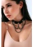 Zincirli Choker Zincirli Deri Kolye Tasma Harness