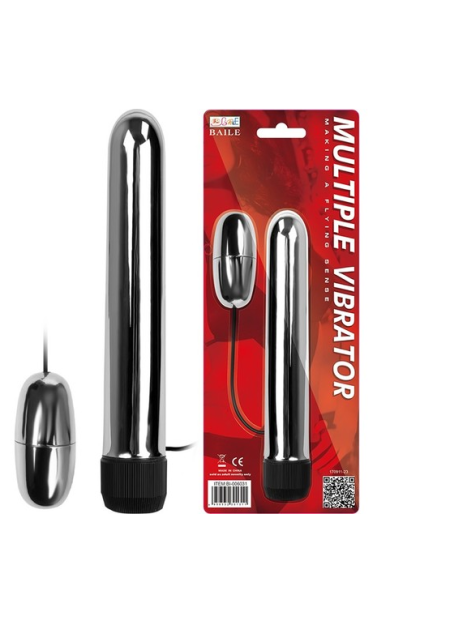 Titreşimli Metal Vibratör 17 Cm Anal Ve Vajinal Dildo