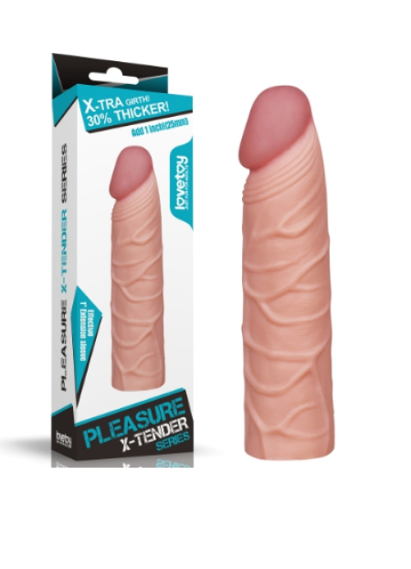 X-Large 3 Cm Dolgulu Realistik Penis Kılıfı Uzatmalı