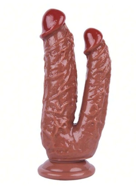 19 Cm Sex Shop Kahverengi Çiftli Dildo