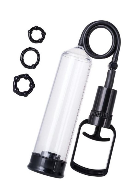 3 Halkalı Penis Pompası. Pvc Siyah 23.5 Cm 3 Halkalı