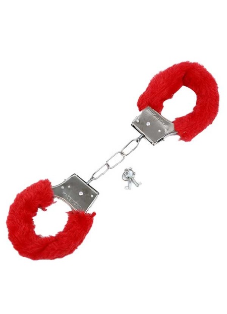 Fetiş Fantezi Kırmızı Peluşlu Metal Kelepçe