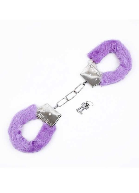 Fetiş Fantezi Mor Peluşlu Metal Kelepçe