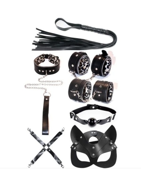 Fetiş Siyah Leopar Set 7 Parça
