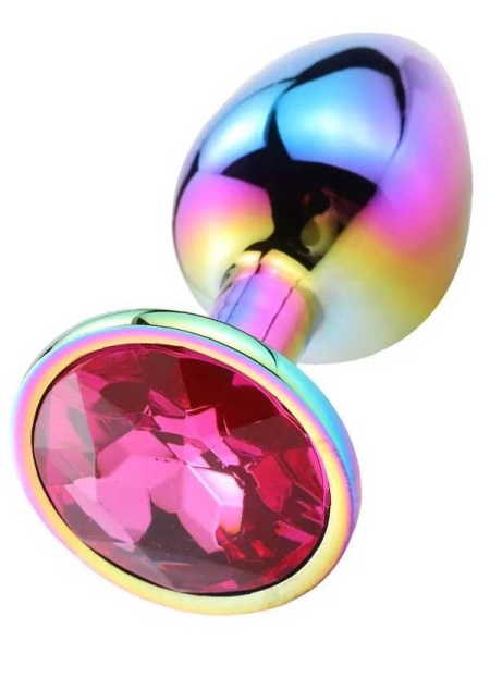 Taşlı Çok Renkli Çelik Anal Plug Küçük Boy