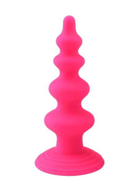 Vantuzlu Boğumlu Silikon Anal Plug Pembe