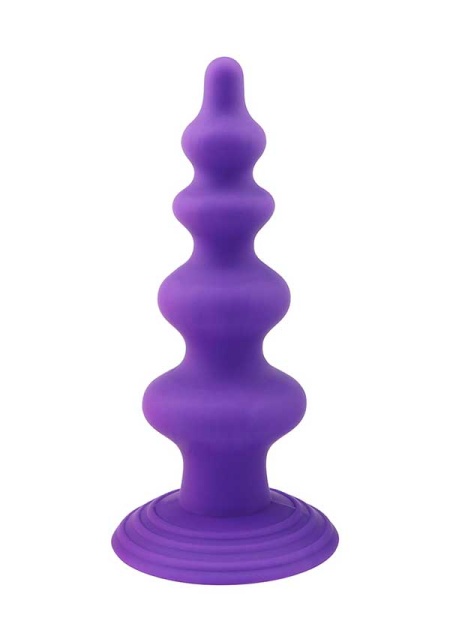 Vantuzlu Boğumlu Silikon Anal Plug Mor