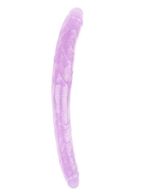 HiRubber Şeffaf Jel Çift Taraflı Dildo 45Cm Mor