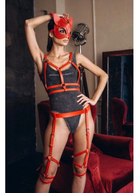 Fantazi Deri Harness Ve Maske Takım