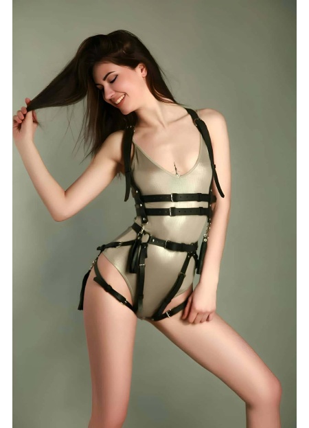 Fantazi Deri Jartiyer Harness Takım