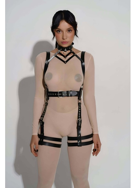 Şık Deri Body Harness Tasma Ve Kemer Detaylı Harness
