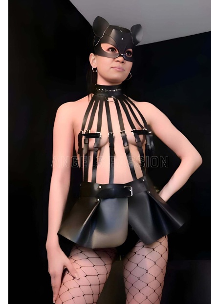 Mini Etekli Body Harness Ve Kedi Maske Takım
