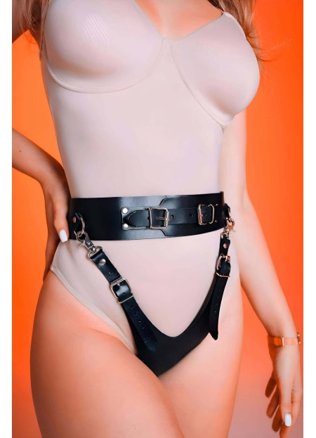 Fantazi Bel Kemerli Arkası Açık Deri Külot Harness