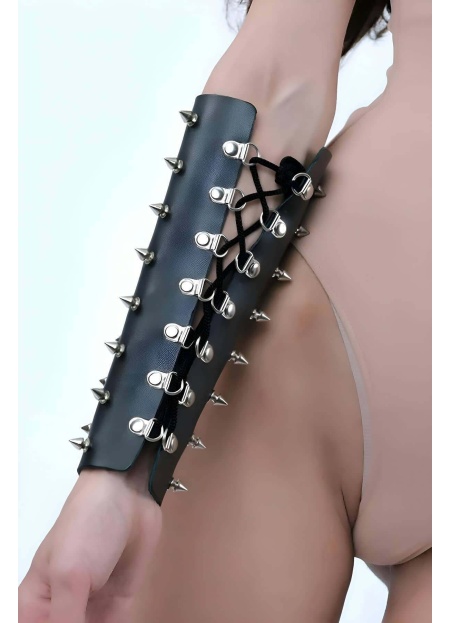 Çivi Detaylı Kol Takısı Vücut Aksesuar Deri Harness